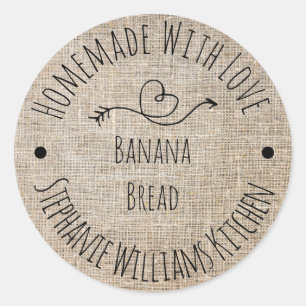 Homemade with Love Rustic Burlap Baked Goods Classic Round Sticker
