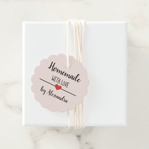 Homemade with love script blush pink custom favor tags