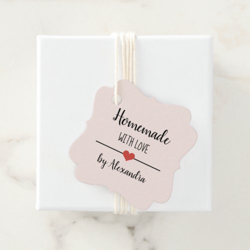 Homemade with love script blush pink favor tags