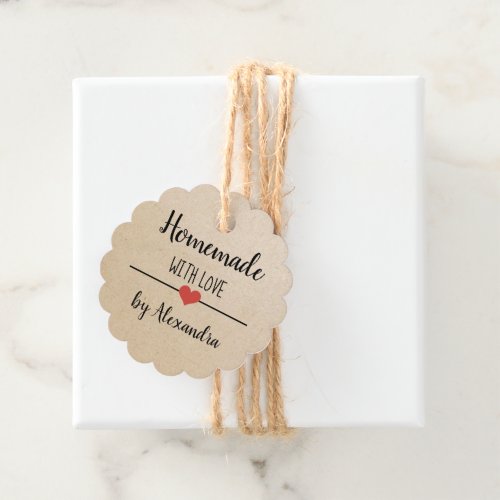 Homemade with love script craft custom favor tags