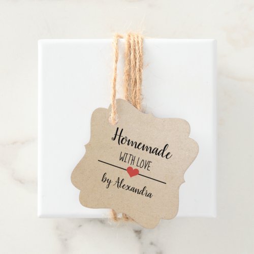 Homemade with love script craft custom favor tags