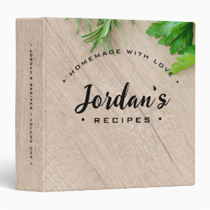 Homemade with Love Script Name Recipe Custom 3 Ring Binder
