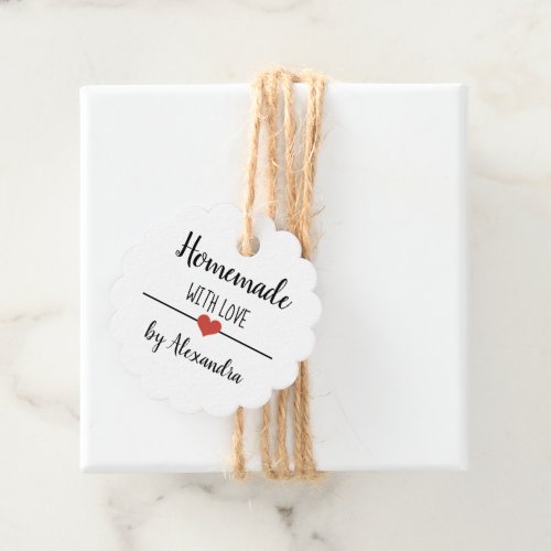 Homemade with love script simple white custom  favor tags