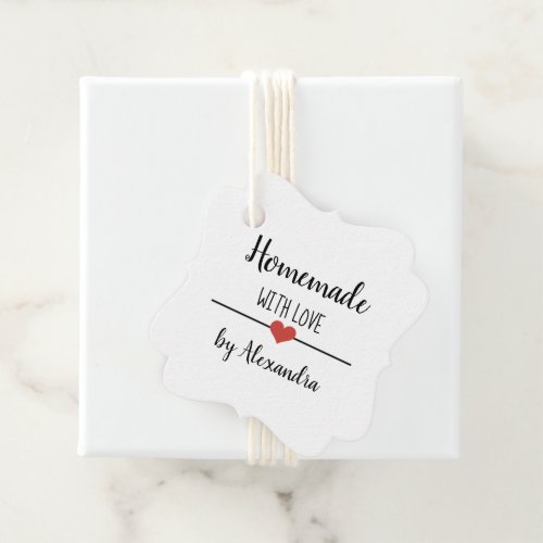 Homemade with love script simple white favor tags