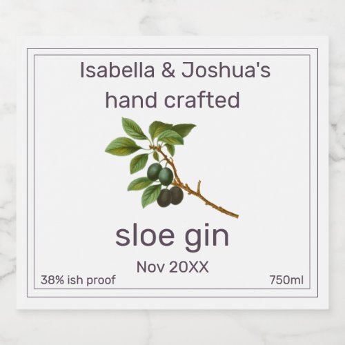 Homemade with love Sloe Gin label