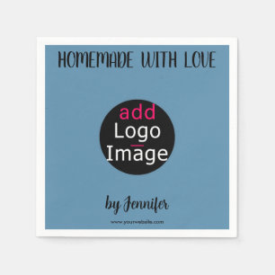 Homemade With Love Stylish Custom Dusty Blue Napkins