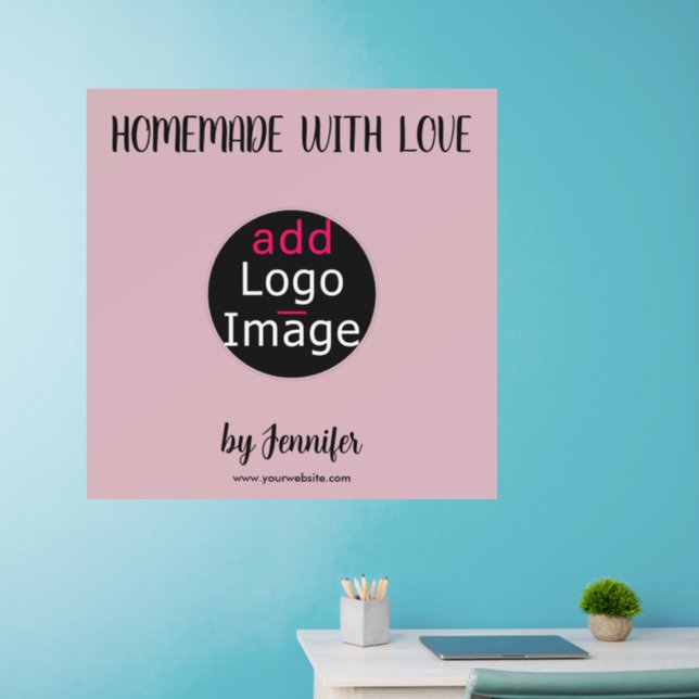 Homemade With Love Stylish Custom Dusty Rose Pink  Wall Decal (Home Office)