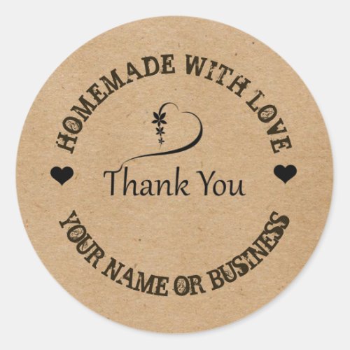 HOMEMADE WITH LOVE THANK YOU CLASSIC ROUND STICKER