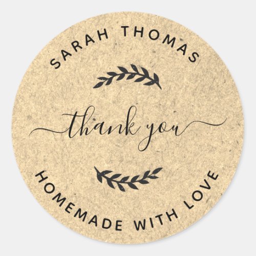 Homemade with Love Thank You Create Your Own Classic Round Sticker