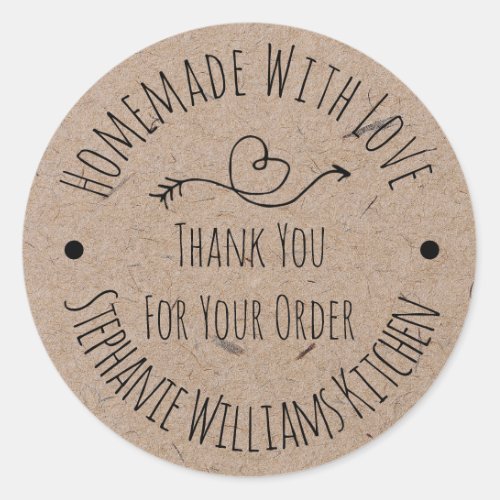 Homemade with Love  Thank You For Your Order Classic Round Sticker