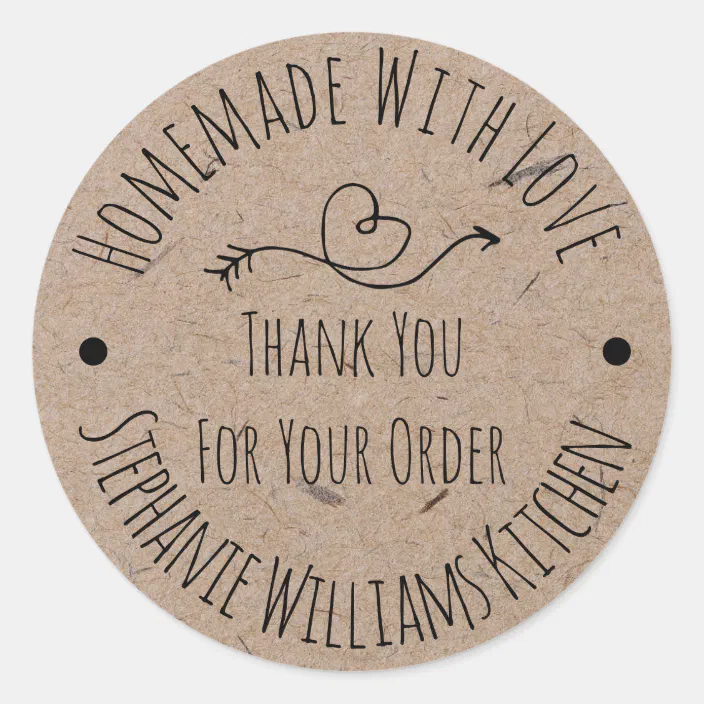 Homemade With Love Thank You For Your Order Classic Round Sticker Zazzle Com