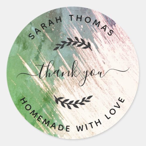 Homemade with Love Thank You grunge Classic Round  Classic Round Sticker