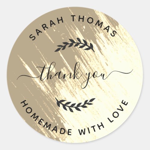 Homemade with Love Thank You grunge Classic Round Sticker