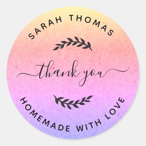 Homemade with Love Thank You Kraft  Classic Round  Classic Round Sticker