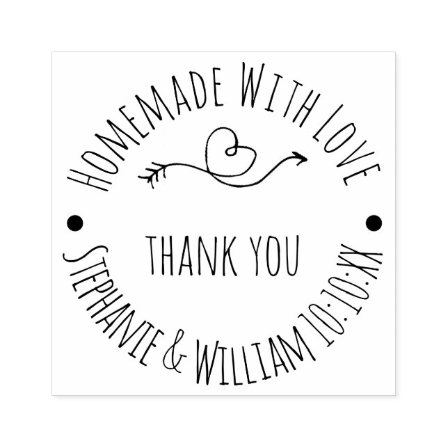 Homemade with Love Thank You | Wedding Favor Rubber Stamp (Imprint)