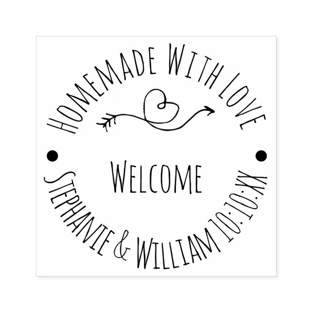 Homemade with Love Welcome | Wedding Favor Rubber Stamp (Imprint)