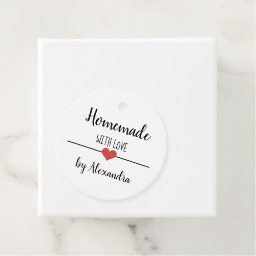 Homemade with love white script custom   favor tag