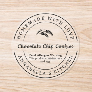 Homemade with Love With Food Allergen Warning Classic Round Sticker