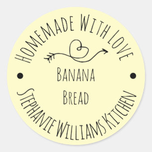 Homemade with Love Yellow Heart Baked Goods Classic Round Sticker