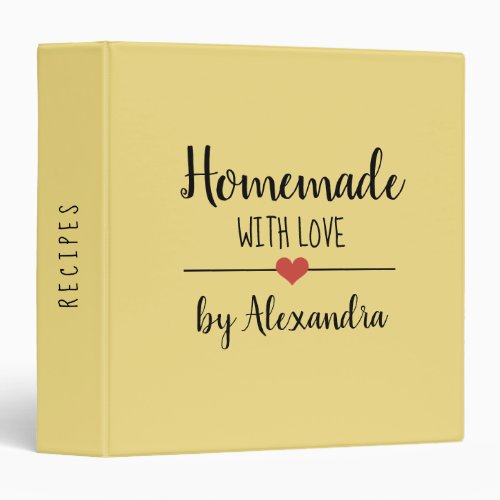 Homemade with love yellow name recipe     3 ring binder