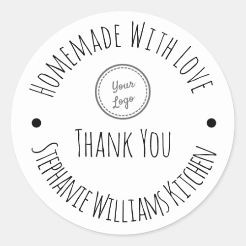 Homemade with Love Your Logo Thank You Classic Round Sticker