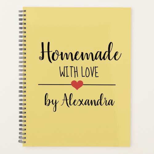 Homemade yellow recipe planner