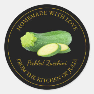 Homemade Zucchini Pickle Label   Black