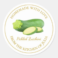 Homemade Zucchini Pickle Label | White