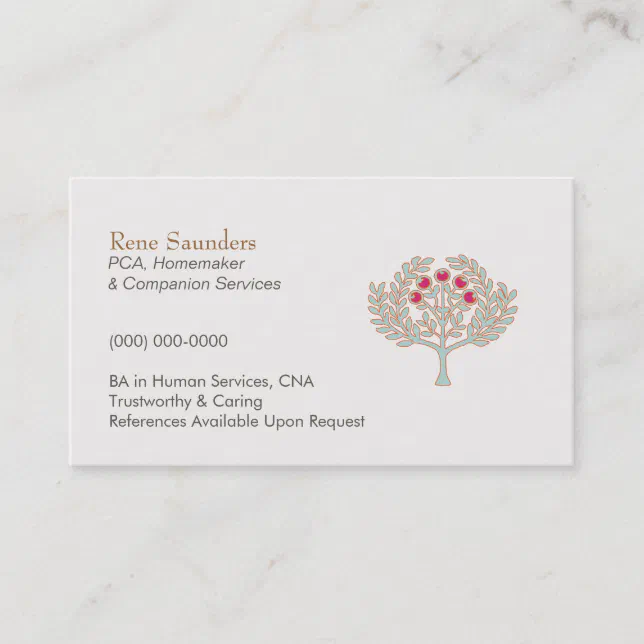 Homemaker and Companion Services Business Card Zazzle