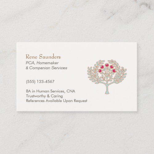 Homemaker and Companion Services Fruit Tree Business Card