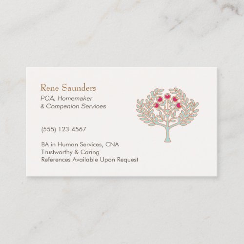 Homemaker and Companion Services Fruit Tree Business Card