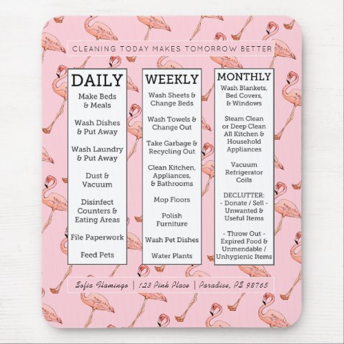 Homemaking Basics Personalized Pink Flamingo Mouse Pad