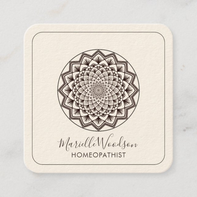 Homeopathist Mandala Symmetry   Square Business Card (Front)