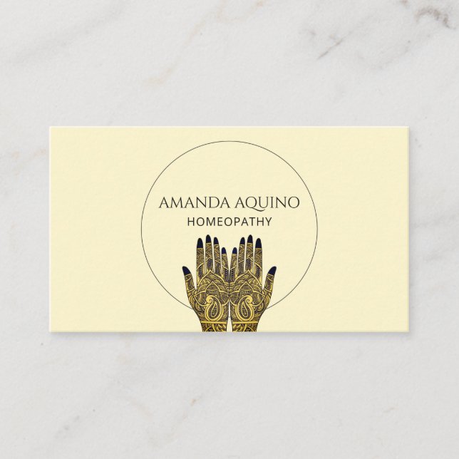Homeopathy Henna Hands Healthcare Business Card (Front)