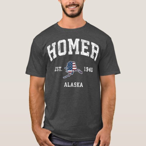 Homer Alaska AK Vintage American Flag Sports T_Shirt