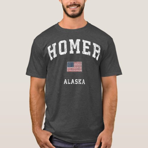 Homer Alaska AK Vintage American Flag Sports T_Shirt