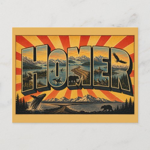 Homer Alaska Coastline Mountain Glacier Art Postcard