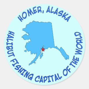 Homer, Alaska Halibut Fishing Capital of the World Classic Round Sticker