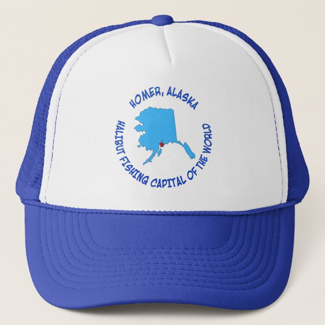 Homer, Alaska Halibut Fishing Capital of the World Trucker Hat (Front)