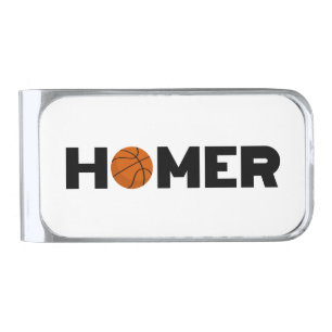 Homer Basketball Silver Finish Money Clip