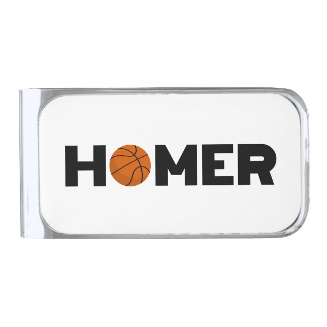 Homer Basketball Silver Finish Money Clip (Front)