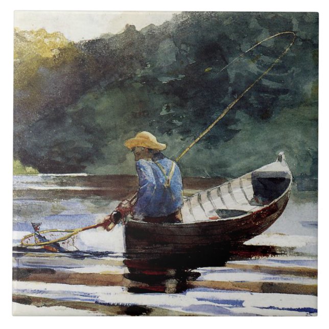 Homer - Boy Fishing, popular painting, Ceramic Tile (Front)