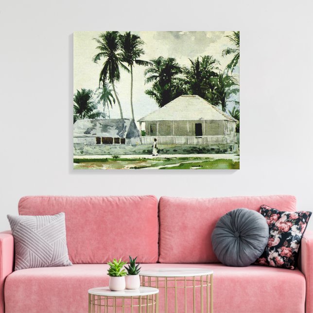 Homer - Cabins, Nassau Canvas Print (Insitu(LivingRoom))