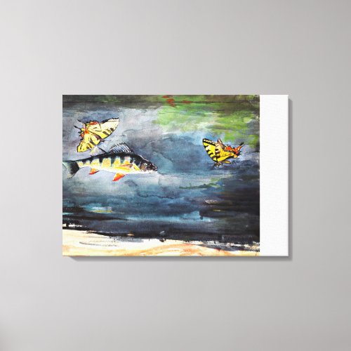 Homer _ Fish and Butterflies famous painting Canvas Print