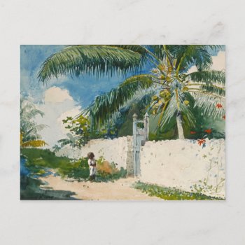Homer Garden Nassau Vintage Tropical Watercolor Postcard by lazyrivergreetings at Zazzle