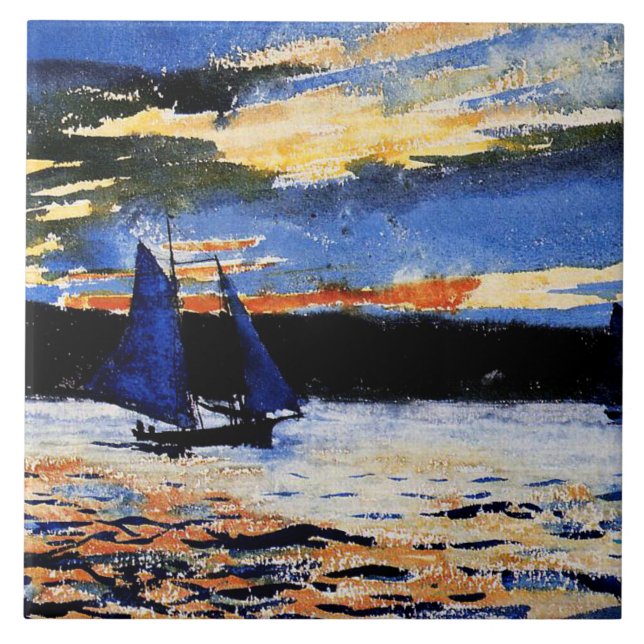 Homer - Gloucester Sunset Postcard Ceramic Tile (Front)