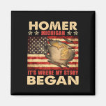 Homer Michigan Usa Flag 4th Of July  Magnet