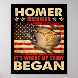Homer Michigan Usa Flag 4th Of July Poster