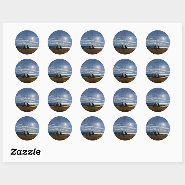 Homer - Moonlight, fine art painting, Classic Round Sticker (Sheet)