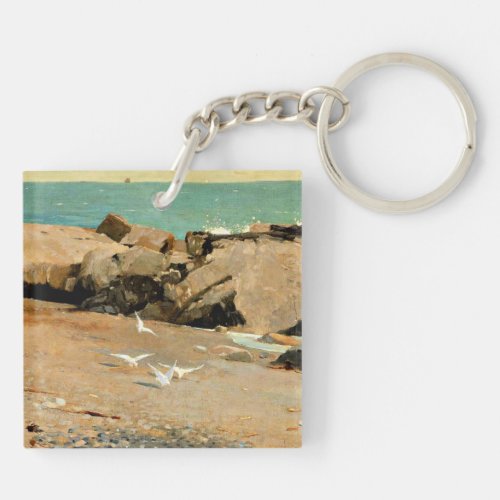 Homer _ Rocky Coast and Gulls fine art Keychain